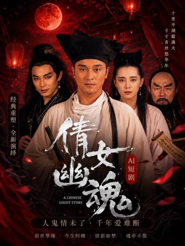 倩女幽魂 聂小倩与宁采臣人鬼肢体纠缠情欲难抑 鬼魅暧昧戏码 ai短剧 刘亦菲